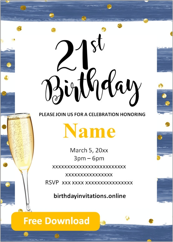 FREE Printable 21st Birthday Invitations Templates Party Invitation