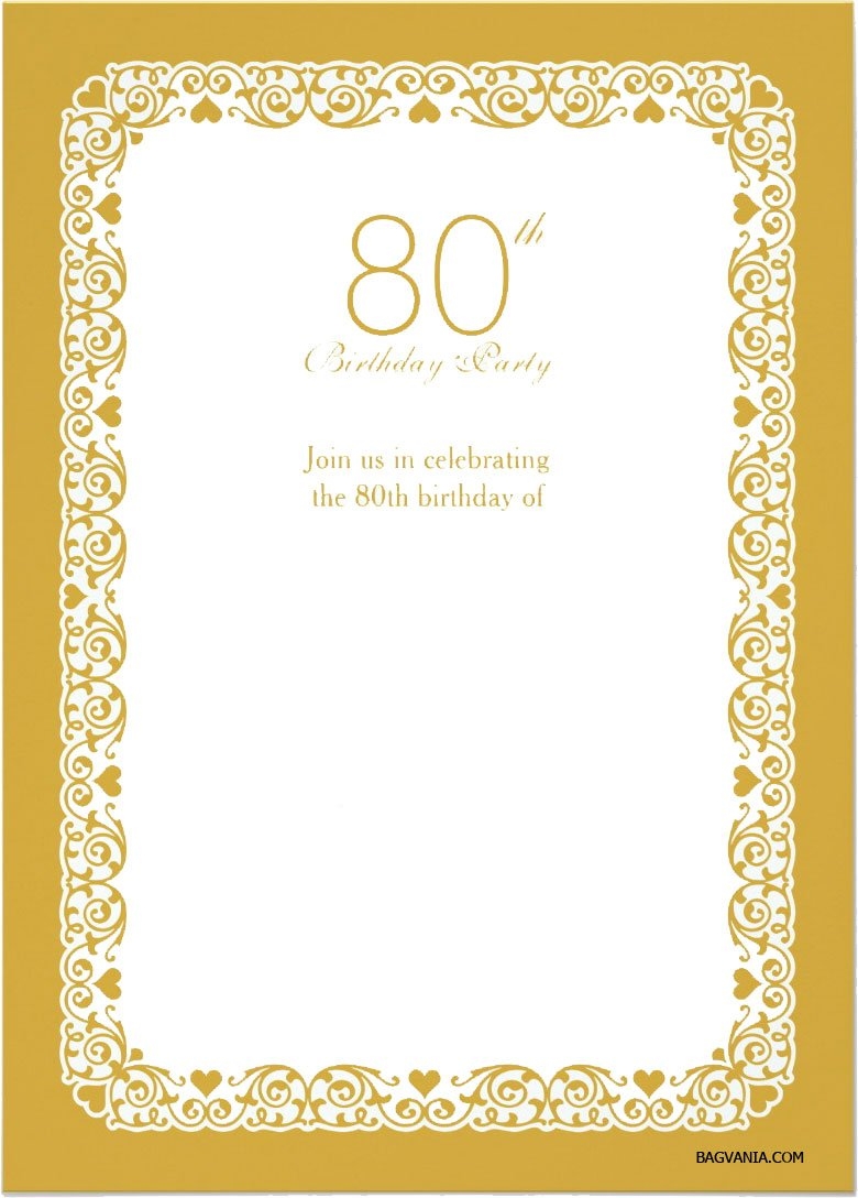 Free Printable 80th Birthday Invitations Bagvania FREE Printable