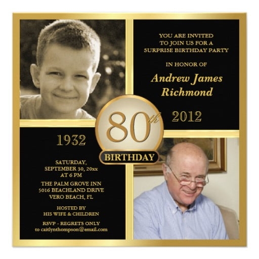 Free Printable 80th Birthday Invitations Drevio Invitations Design