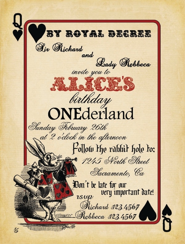 Free Printable Alice In Wonderland Birthday Invitations Dolanpedia