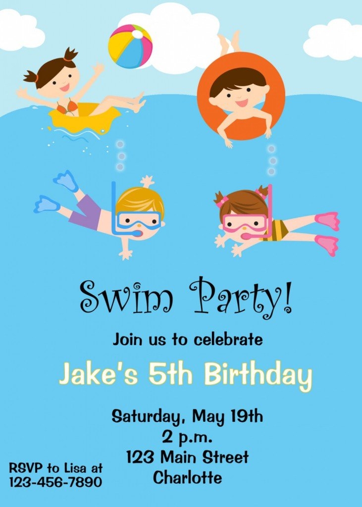 Free Printable Birthday Pool Party Invitations FREE Invitation 