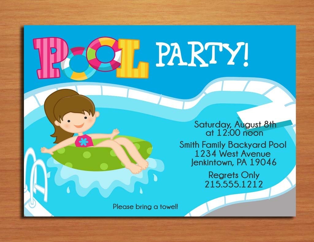 Free Printable Birthday Pool Party Invitations FREE Invitation 