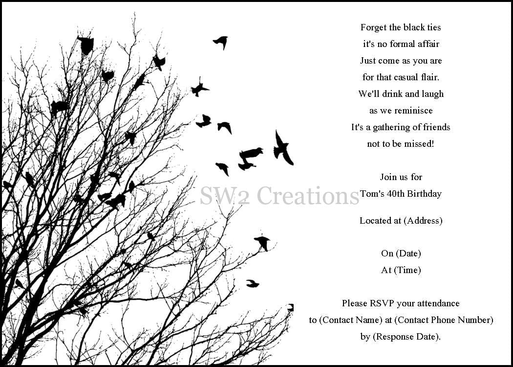 Free Printable Black And White Birthday Invitation