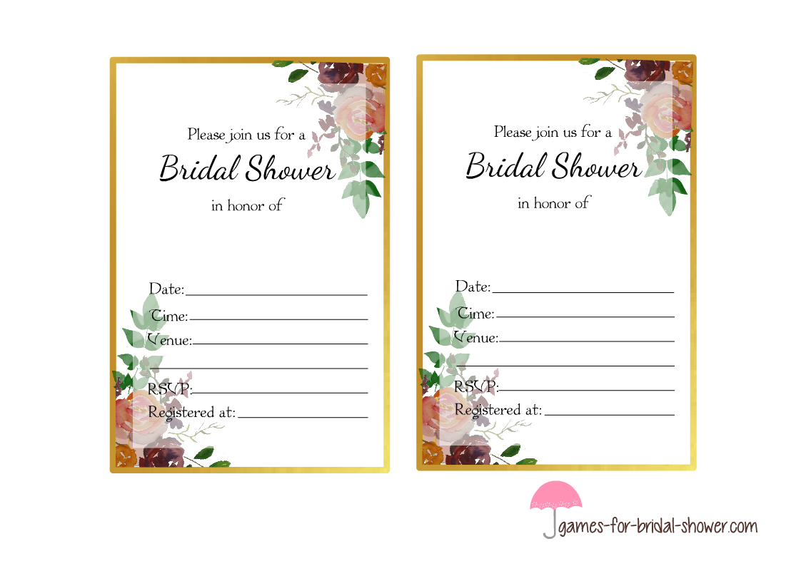 Free Printable Bridal Shower Invitation Templates