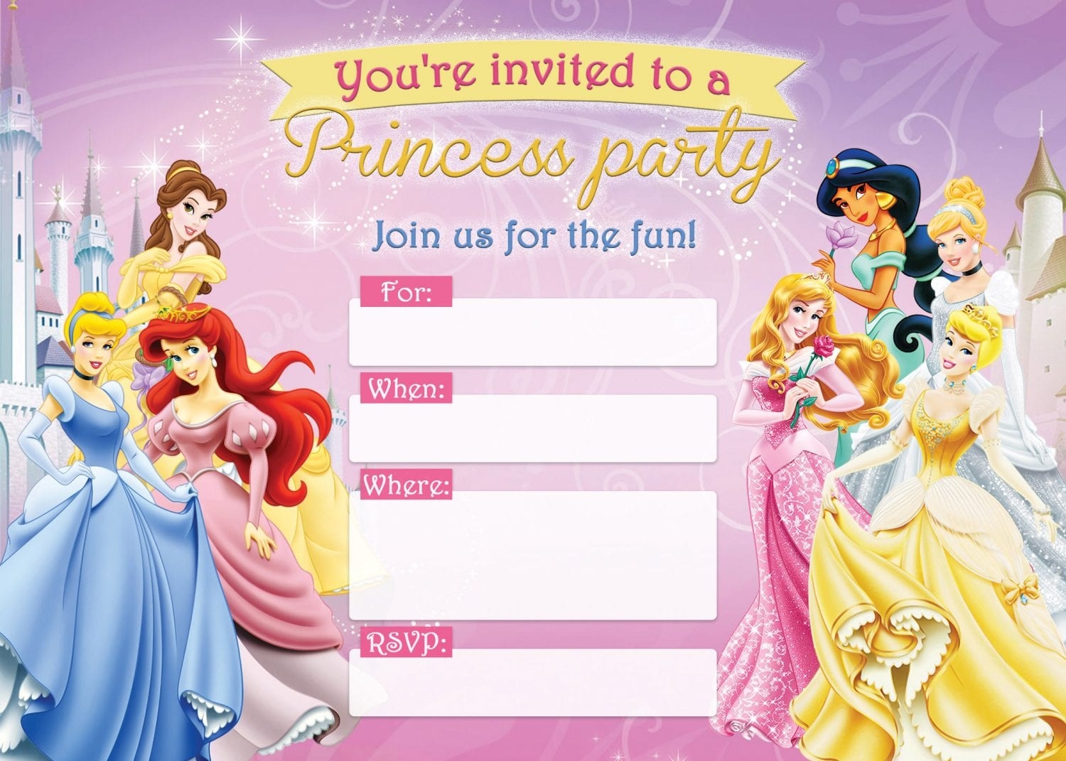 FREE Printable Disney Princess Birthday Invitations D Is For Disney