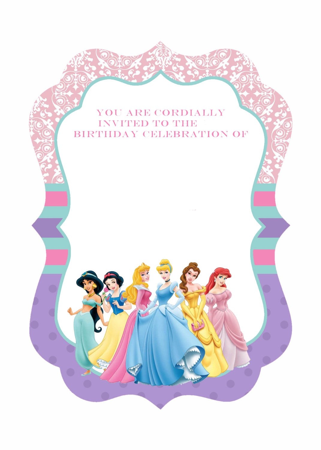 Free Printable Disney Princess Birthday Invitations Template FREE 