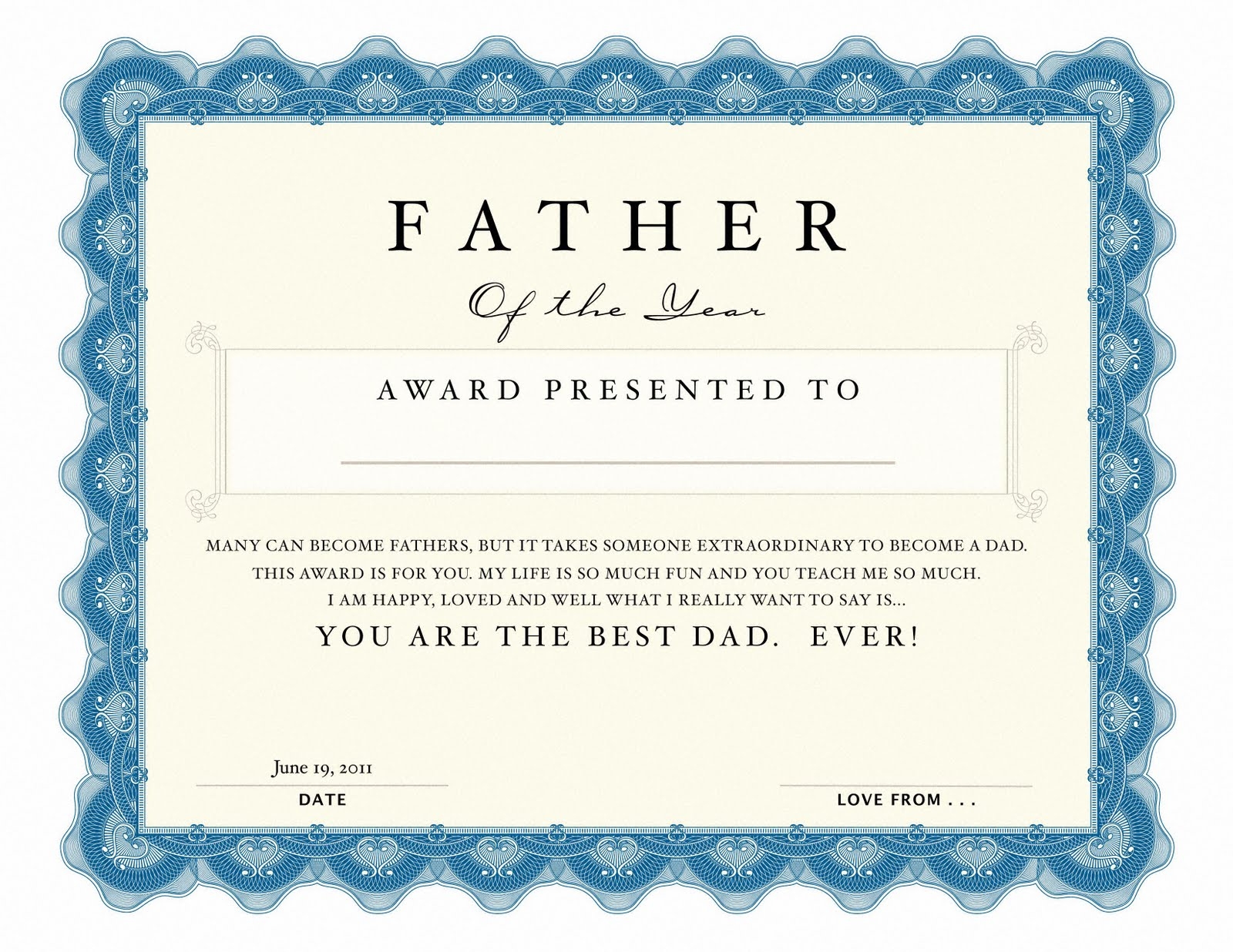 Free Printable Father 39 s Day Certificate