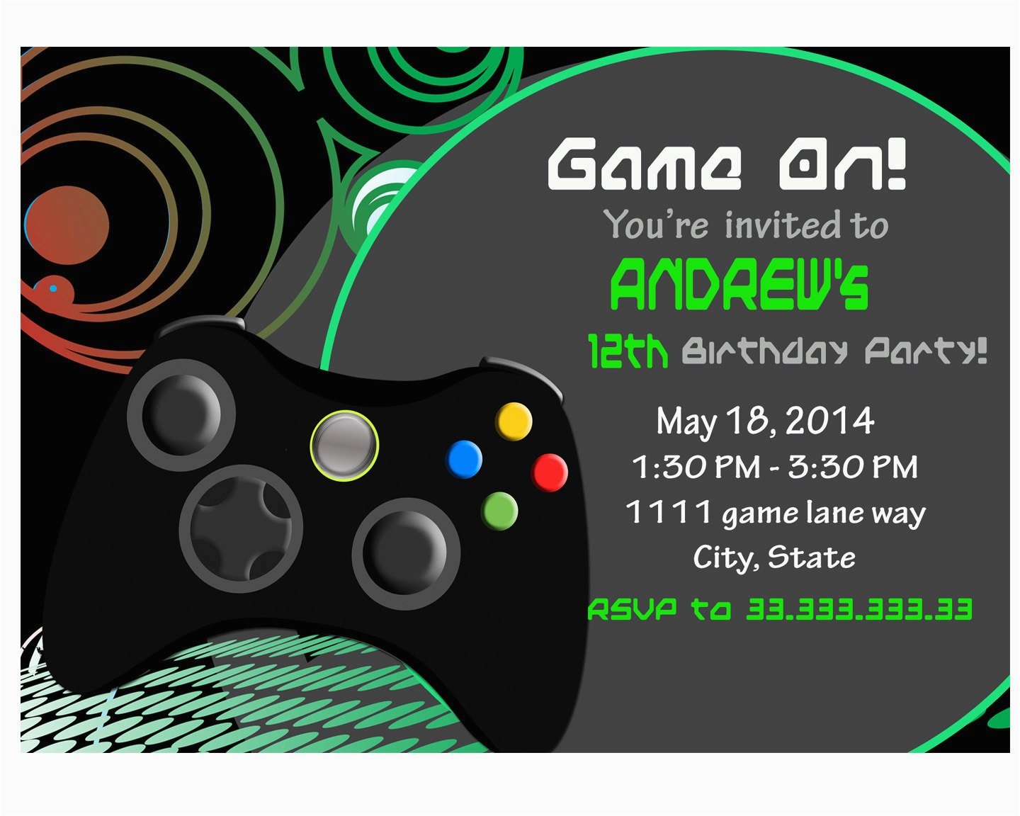 Free Printable Gaming Party Invitation Template