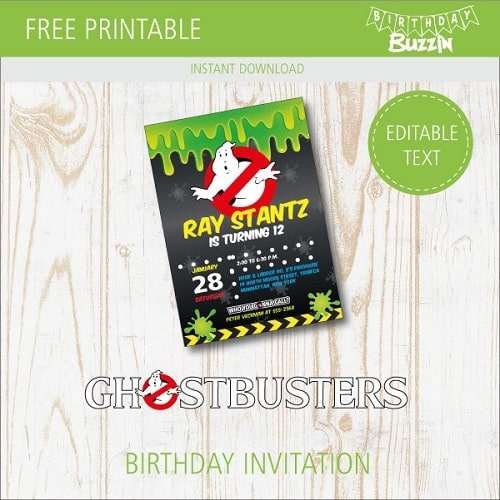Free Printable Ghostbusters Birthday Invitations Birthday Buzzin
