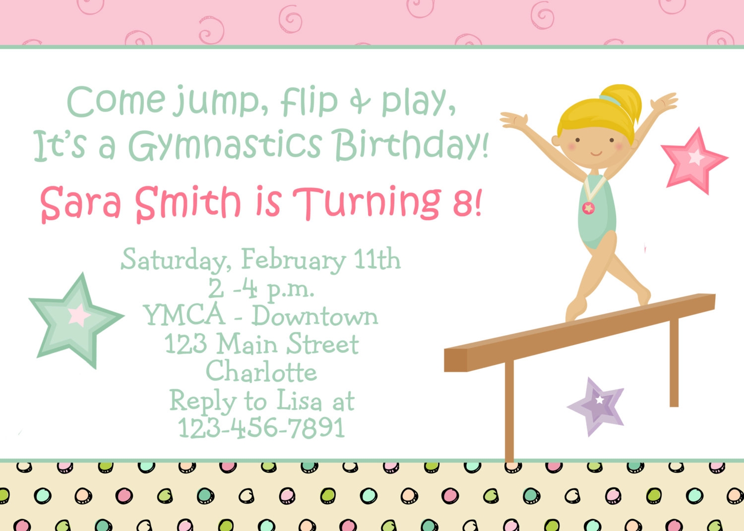 Free Printable Gymnastics Birthday Invitations Dolanpedia