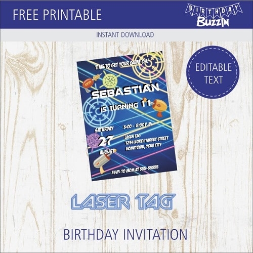 Free Printable Laser Tag Birthday Party Invitations Birthday Buzzin