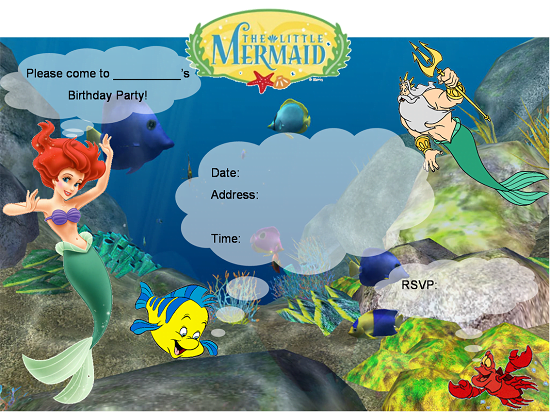 Free Printable Little Mermaid Birthday Invitations FREE Printable 