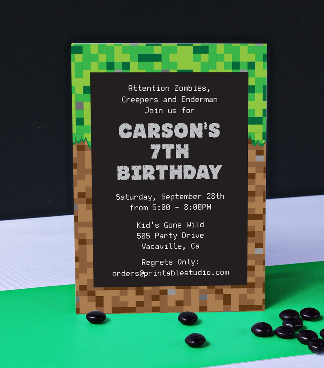 FREE Printable Minecraft Birthday Party Invitation 42 OFF