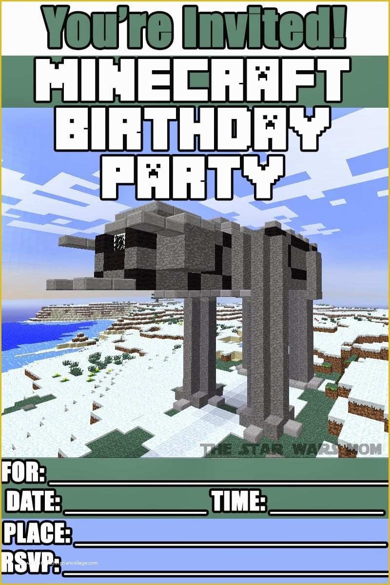 Free Printable Minecraft Birthday Party Invitations Templates Of 