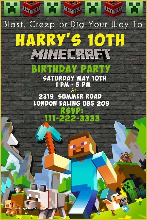 Free Printable Minecraft Birthday Party Invitations Templates Of Best 