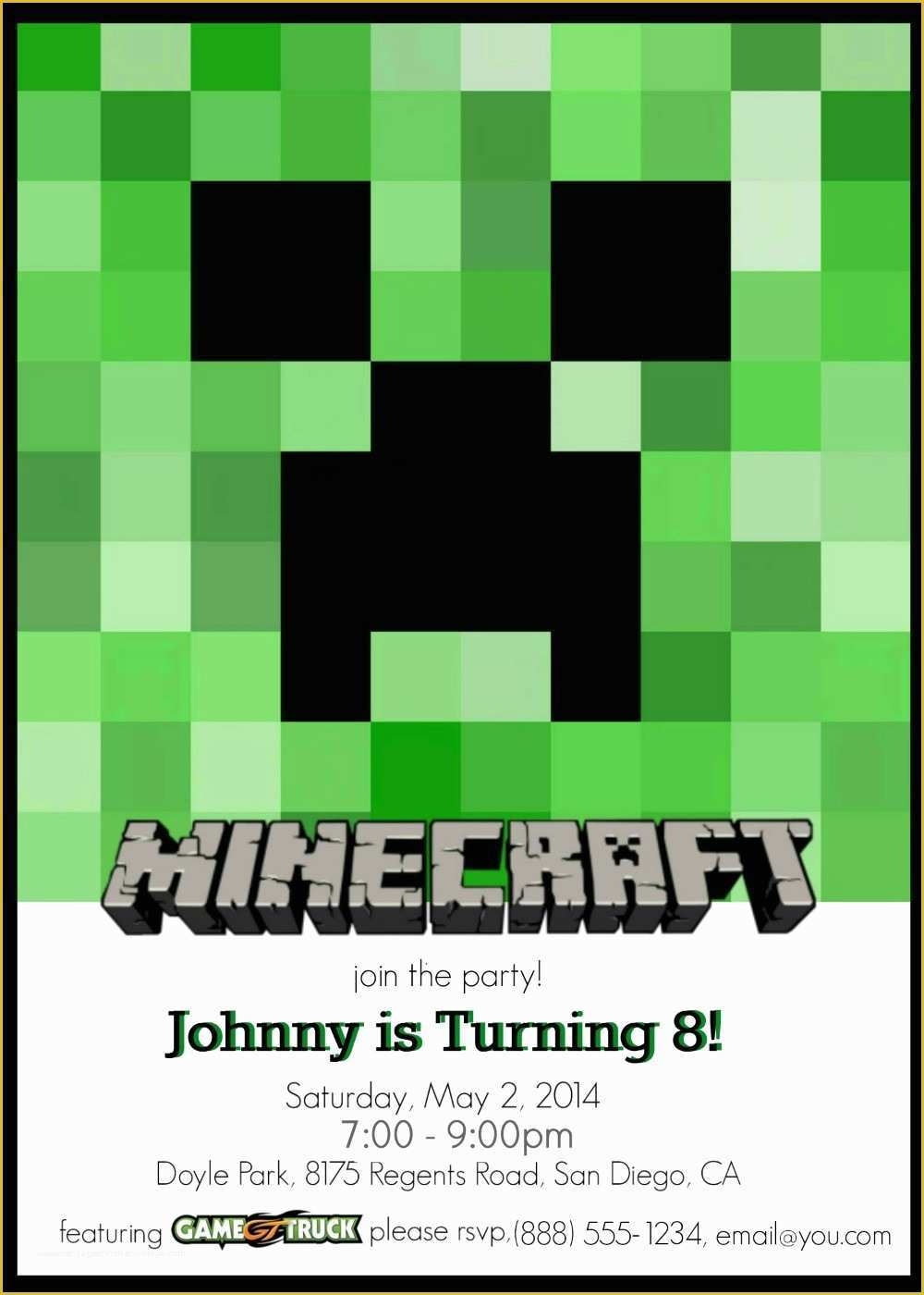 Free Printable Minecraft Birthday Party Invitations Templates Of Make 
