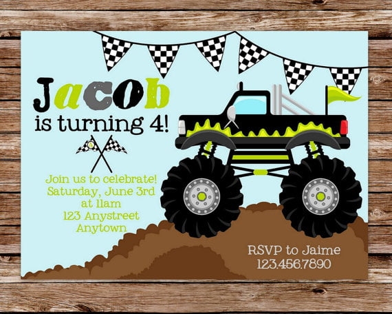 Free Printable Monster Truck Birthday Invitations Drevio Invitations 