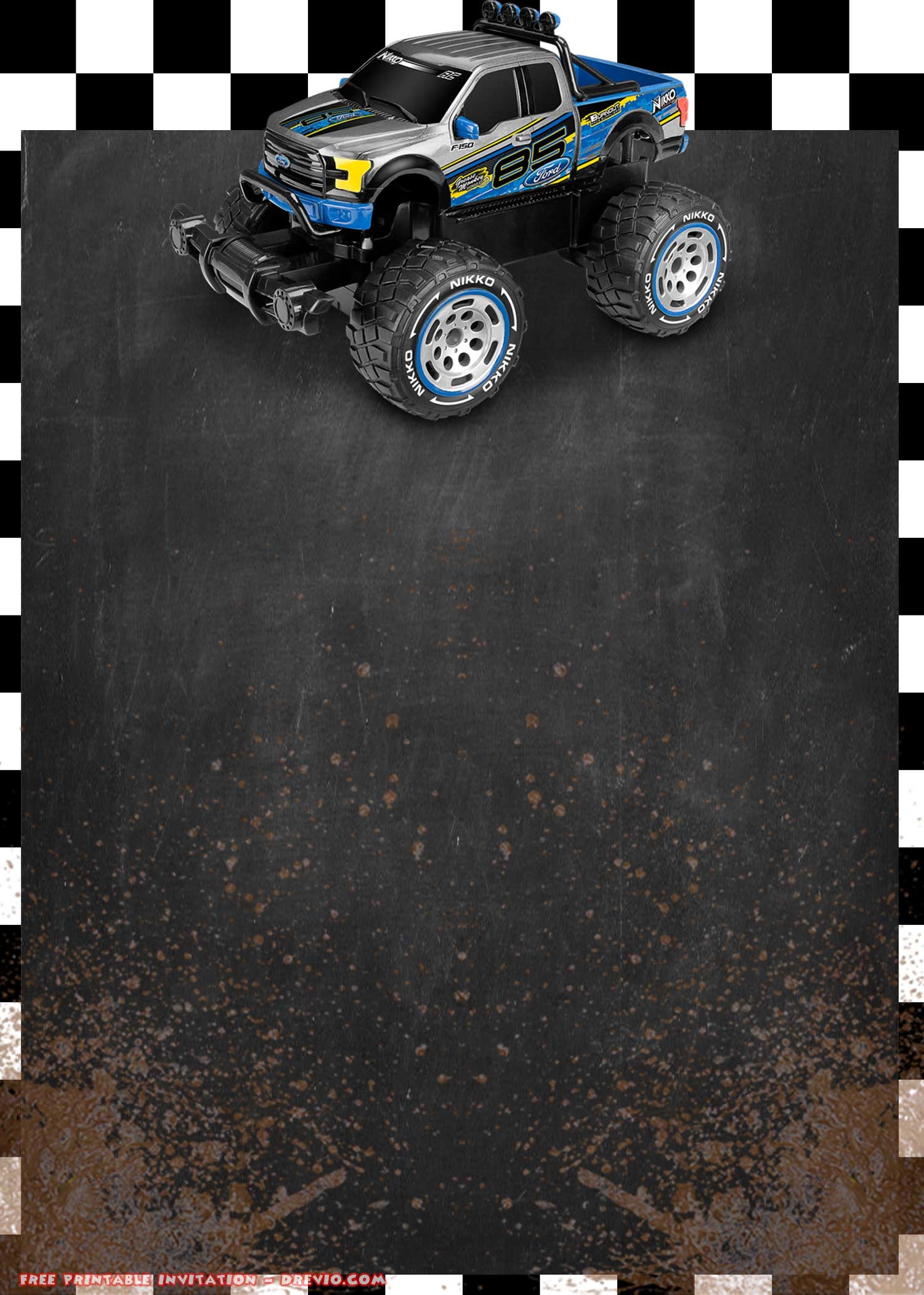 FREE Printable Monster Truck Invitation Templates UPDATED DREVIO
