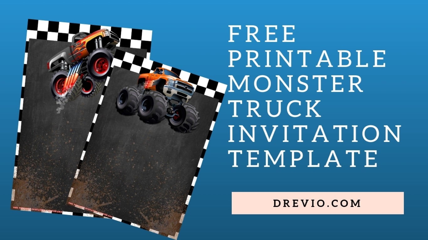 FREE Printable Monster Truck Invitation Templates UPDATED DREVIO