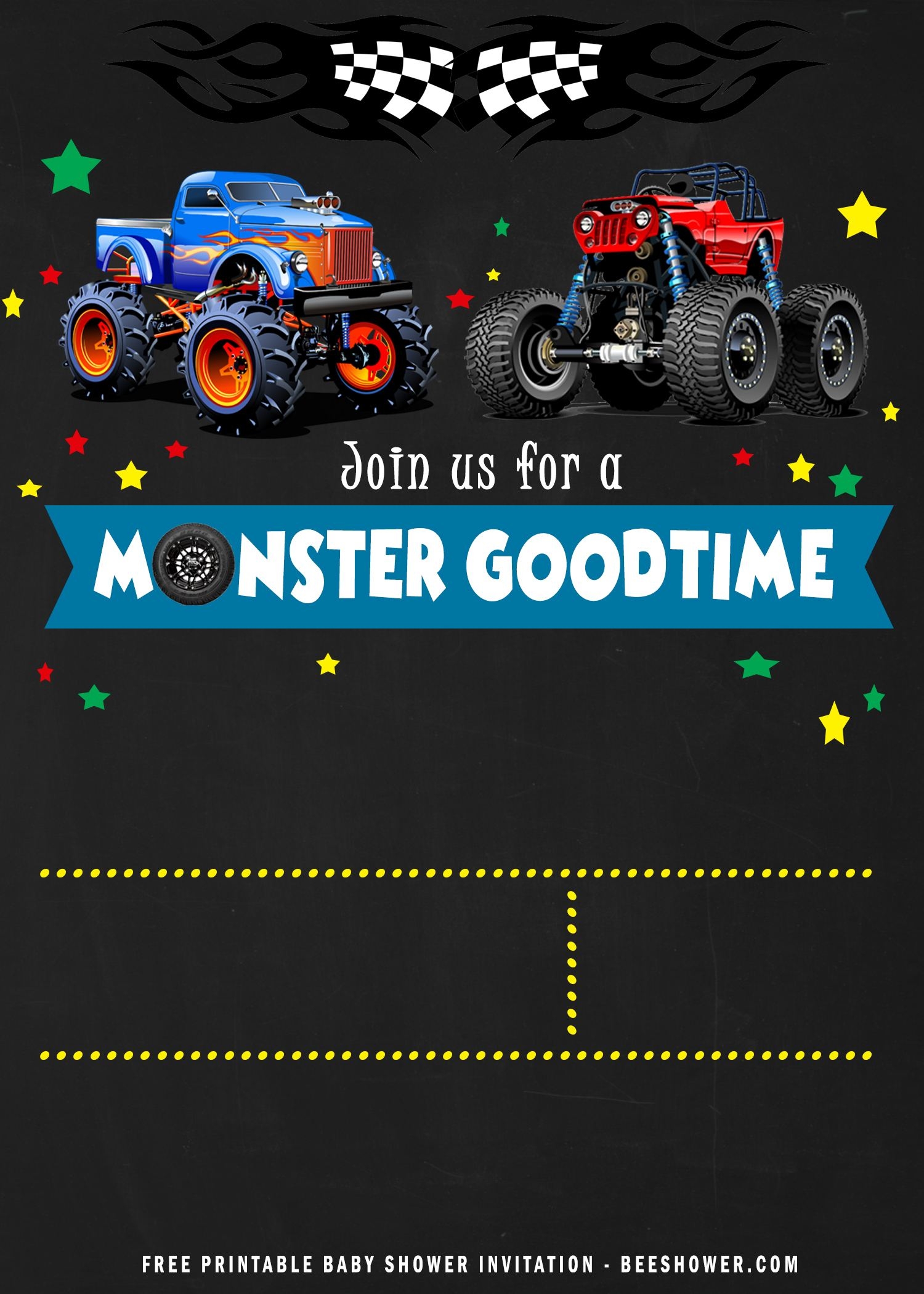 FREE Printable Monster Truck Invitation Templates UPDATED DREVIO