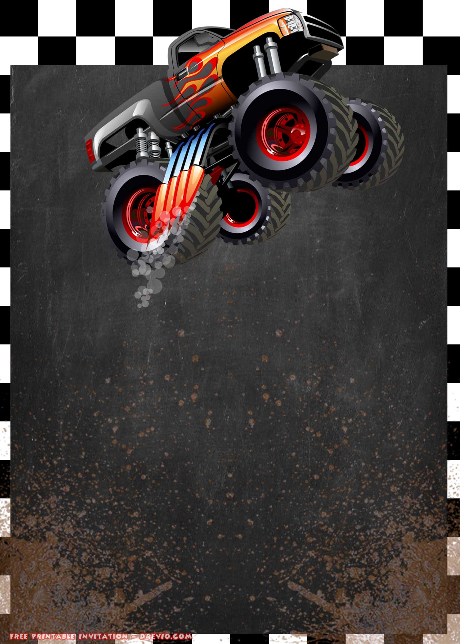 FREE Printable Monster Truck Invitation Templates UPDATED DREVIO