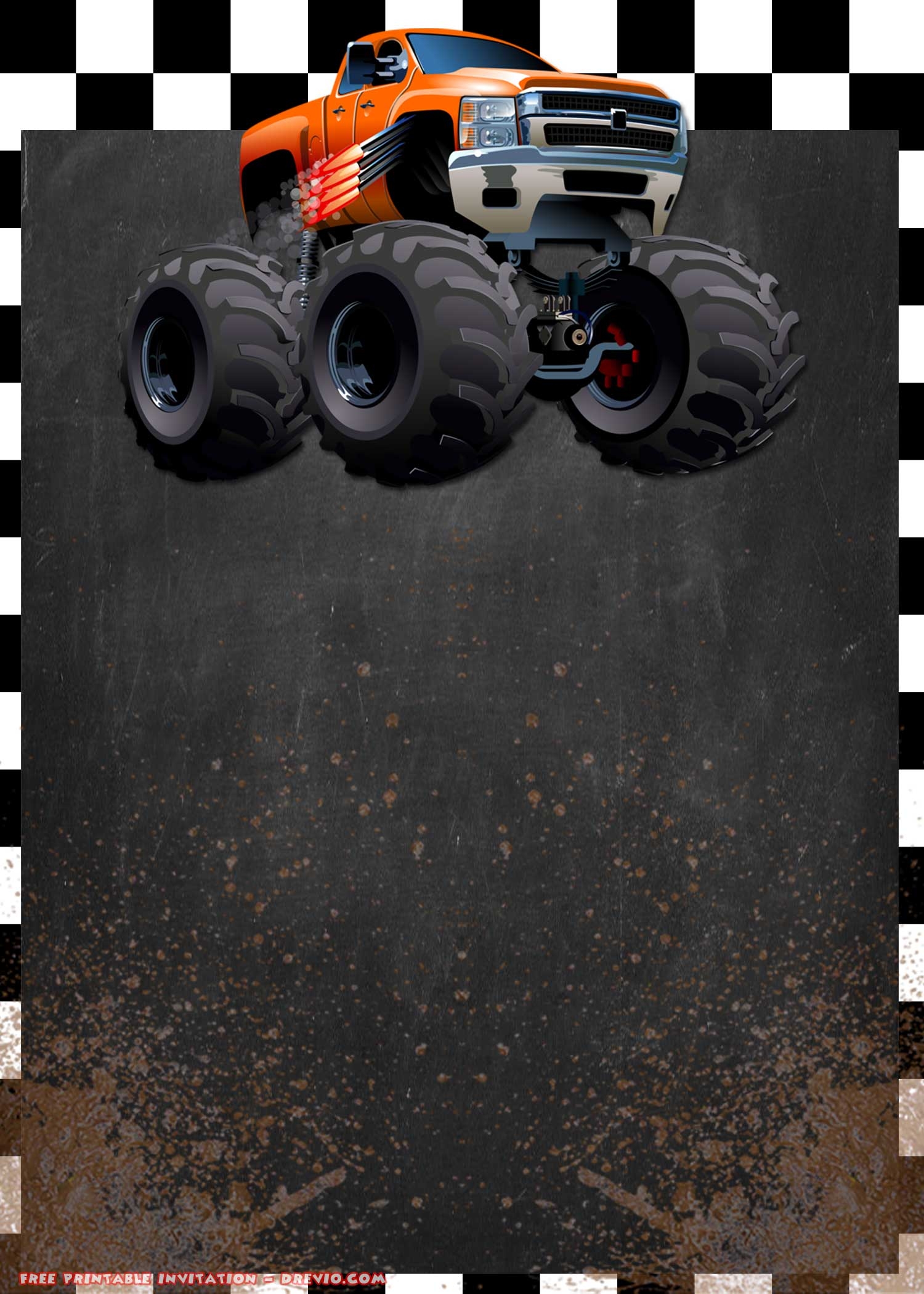 FREE Printable Monster Truck Invitation Templates UPDATED DREVIO