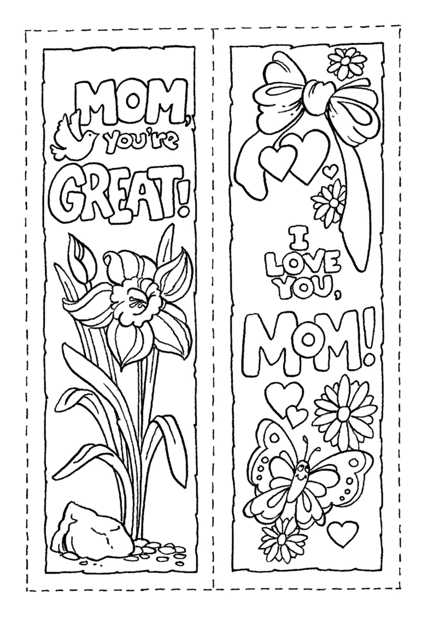 Free Printable Mother S Day Bookmarks To Color Printable Word Searches