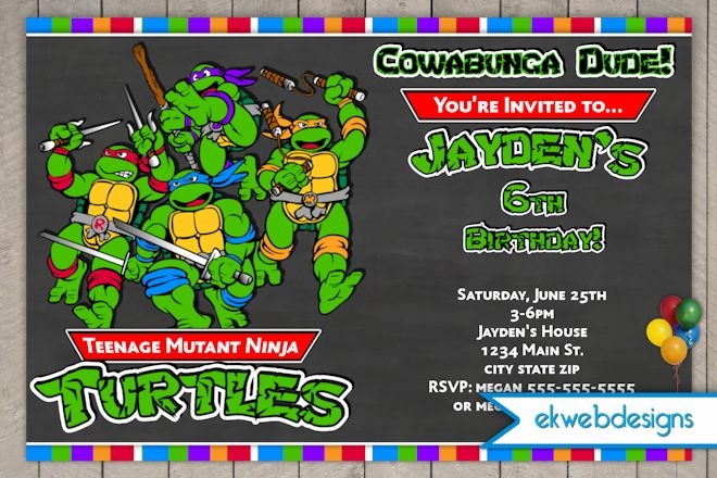 FREE Printable Ninja Turtle Birthday Party Invitations FREE 