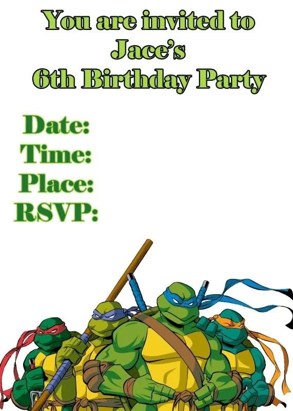 Free Printable Ninja Turtle Invitation Templates Printable Word Searches