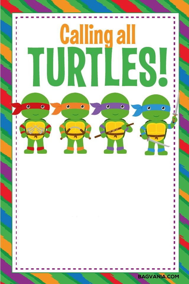 Free Printable Ninja Turtle Invitation Templates Printable Word Searches
