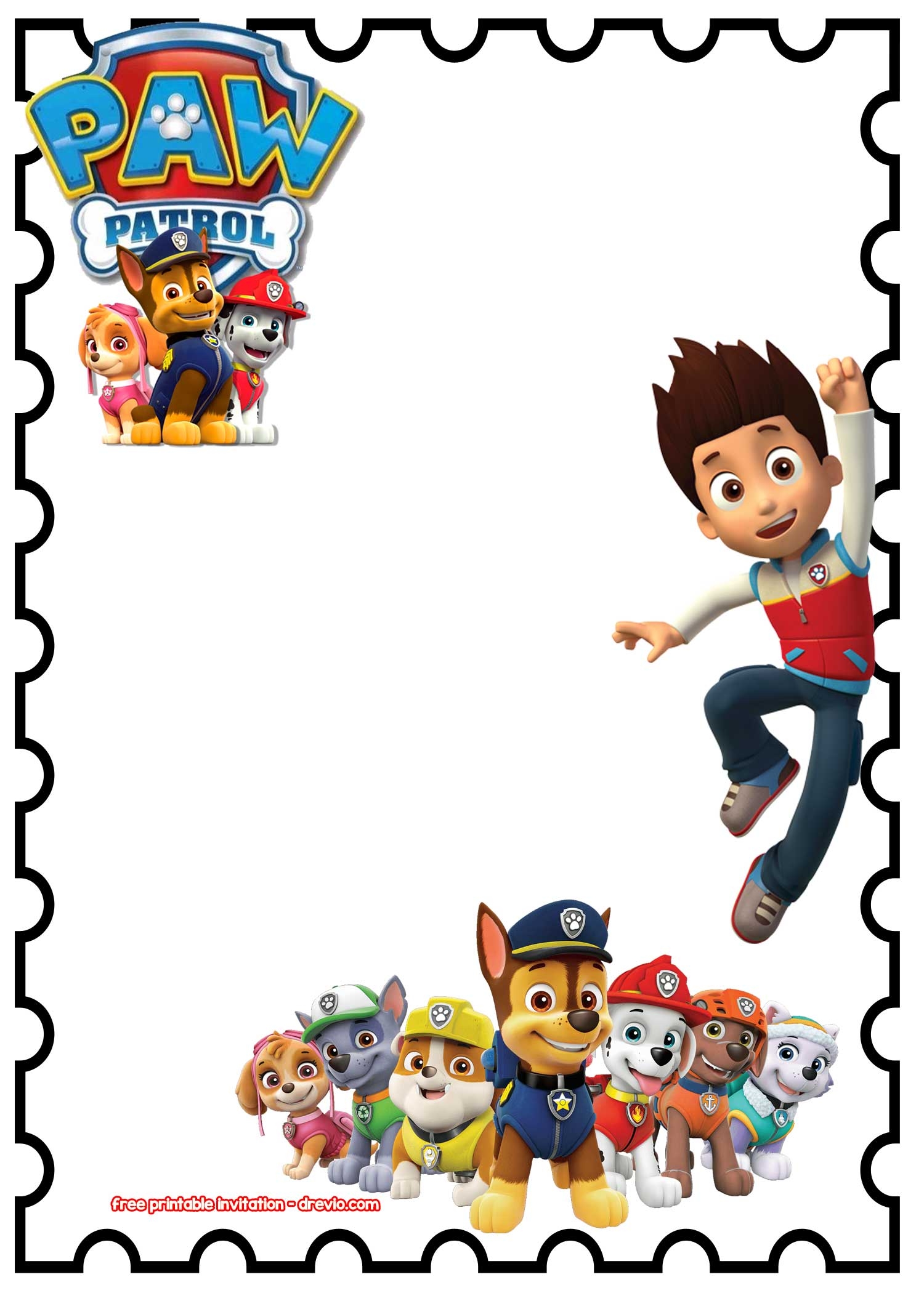 FREE Printable Paw Patrol Birthday Invitation Chalkboard PSD Template 