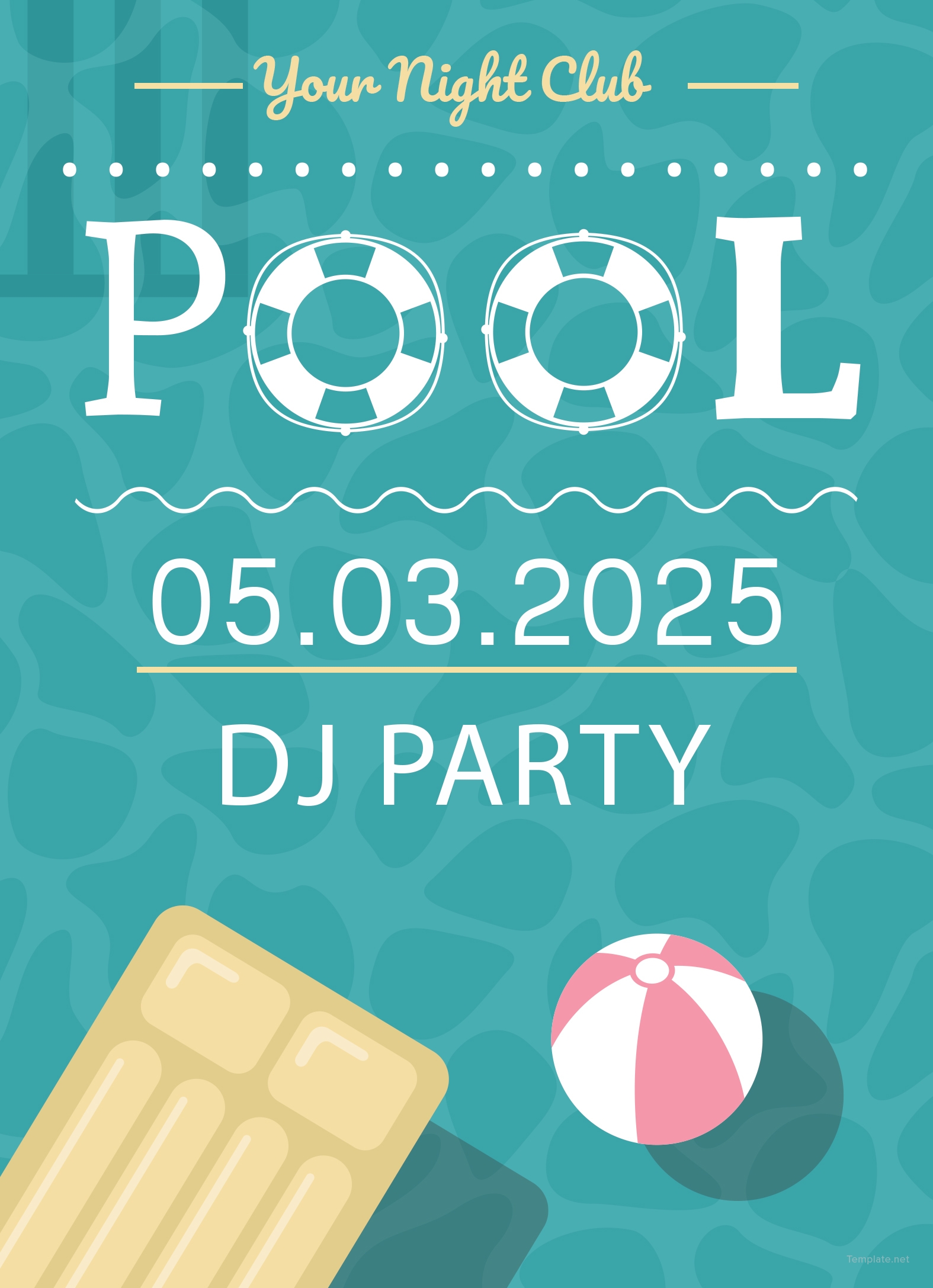 Free Printable Pool Party Invitation Template In Adobe Photoshop 