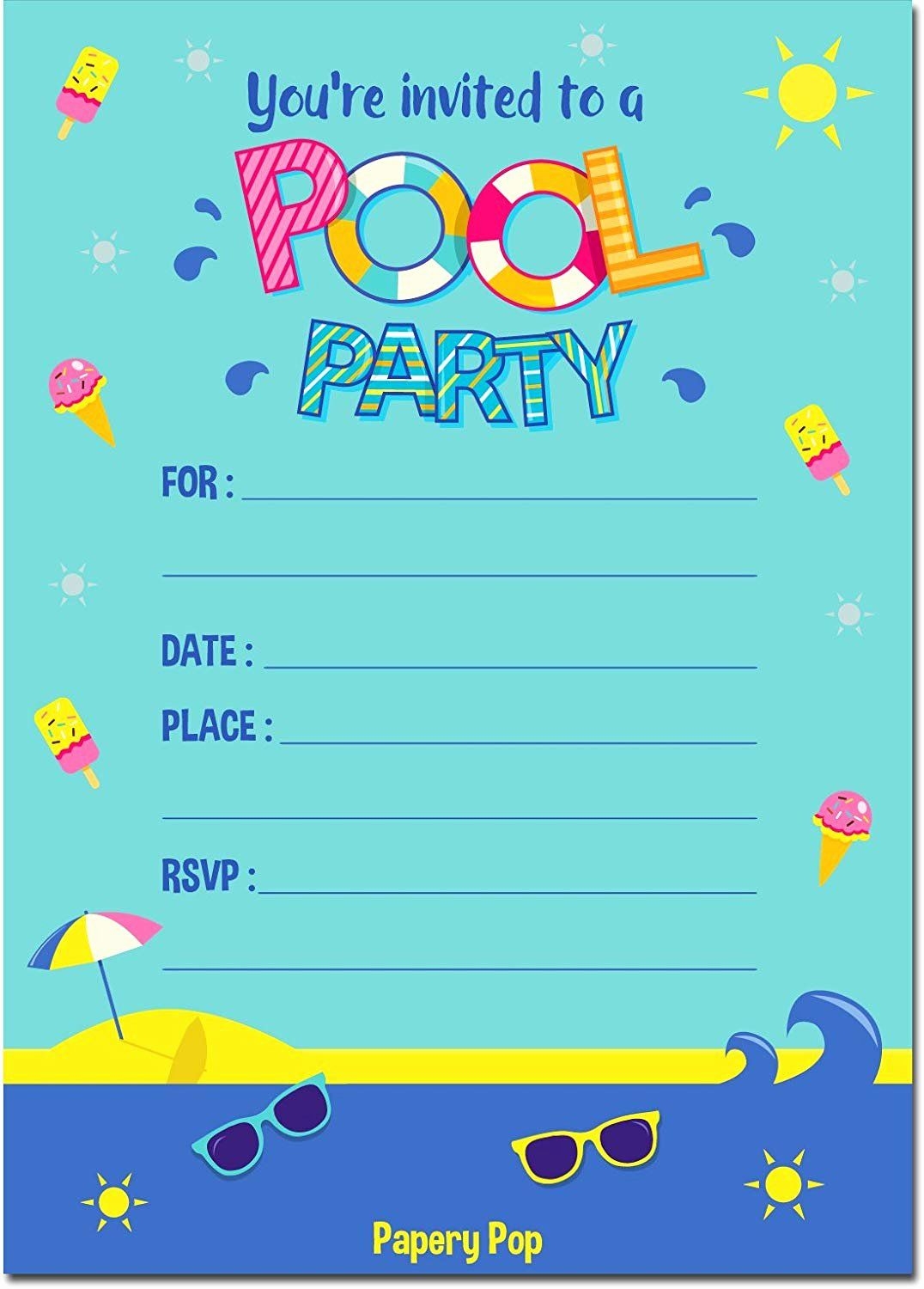 Free Printable Pool Party Invitations Template Printable Templates