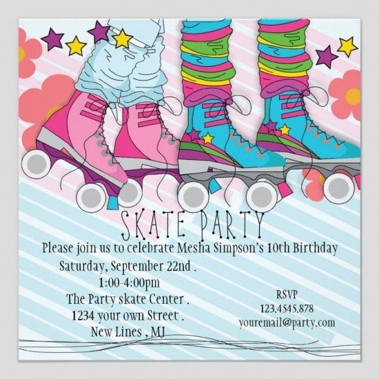 Free Printable Roller Skating Party Invitations