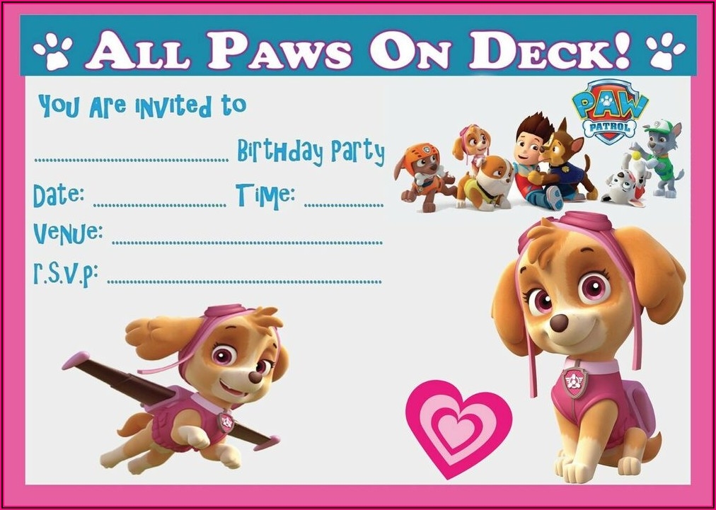 Free Printable Skye Paw Patrol Invitations Invitations Resume 