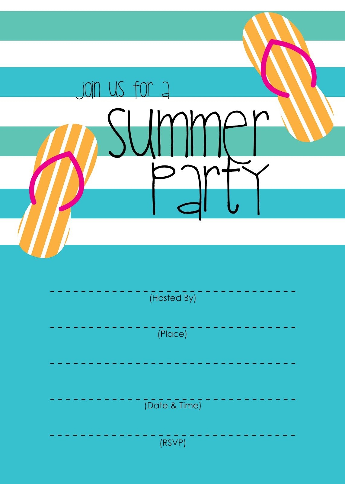 Free Printable Swim Party Invitations