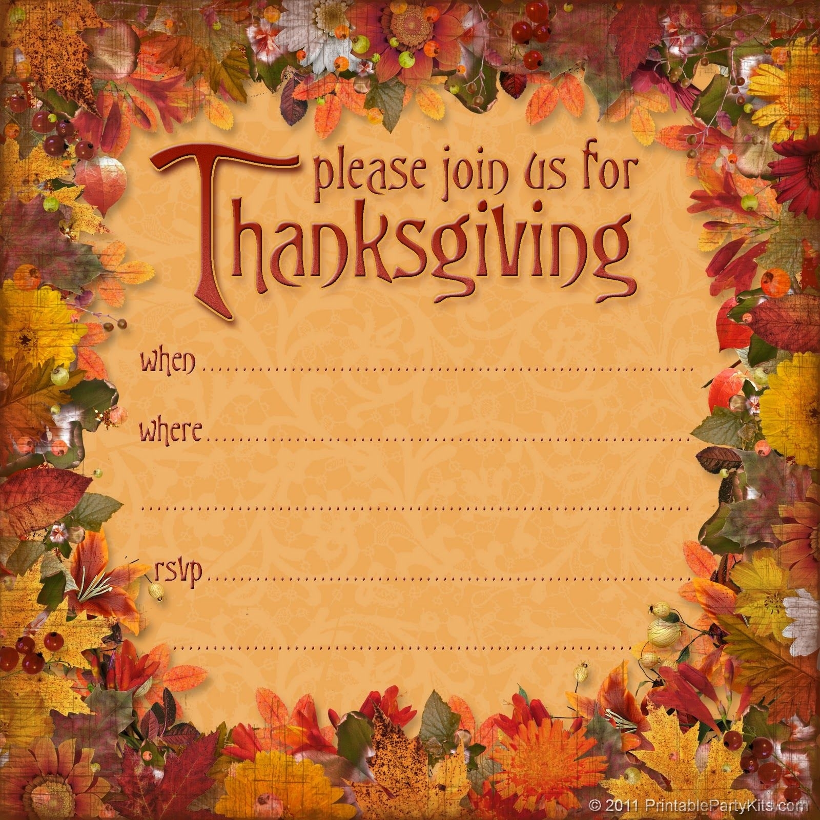 Free Printable Thanksgiving Dinner Invitation Templates Free Printable