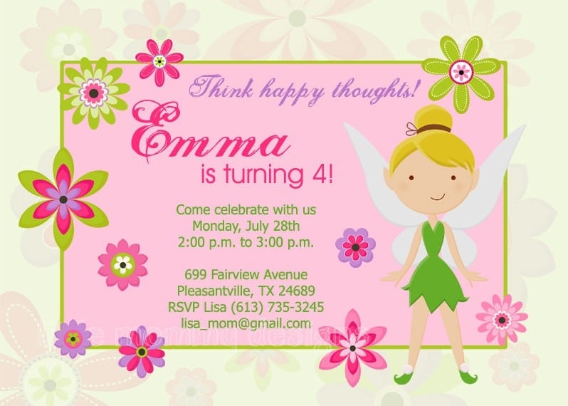 Free Printable Tinkerbell Birthday Party Invitations