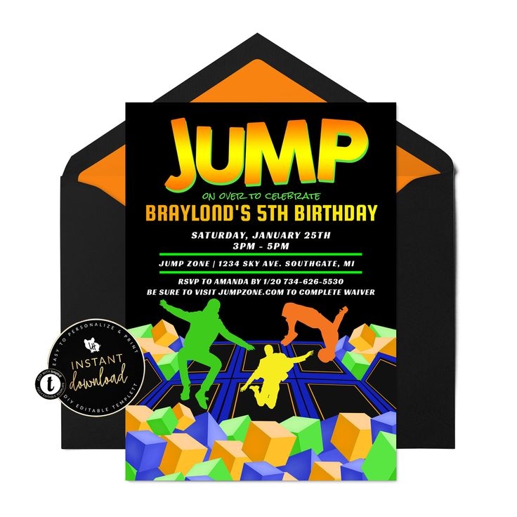 Free Printable Trampoline Birthday Party Invitation Template Free Dev