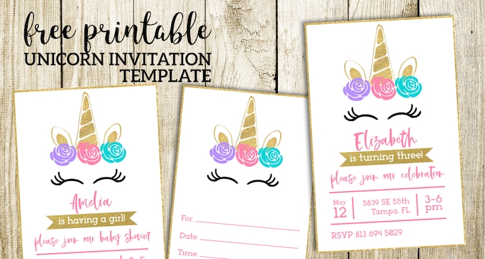 Free Printable Unicorn Invitations Template Paper Trail Design