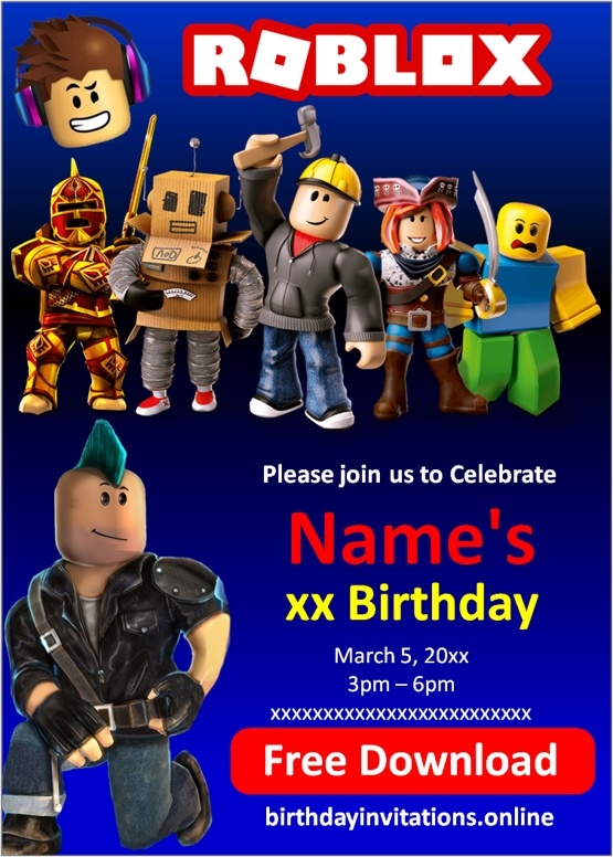  FREE ROBLOX Birthday Invitations Template Online