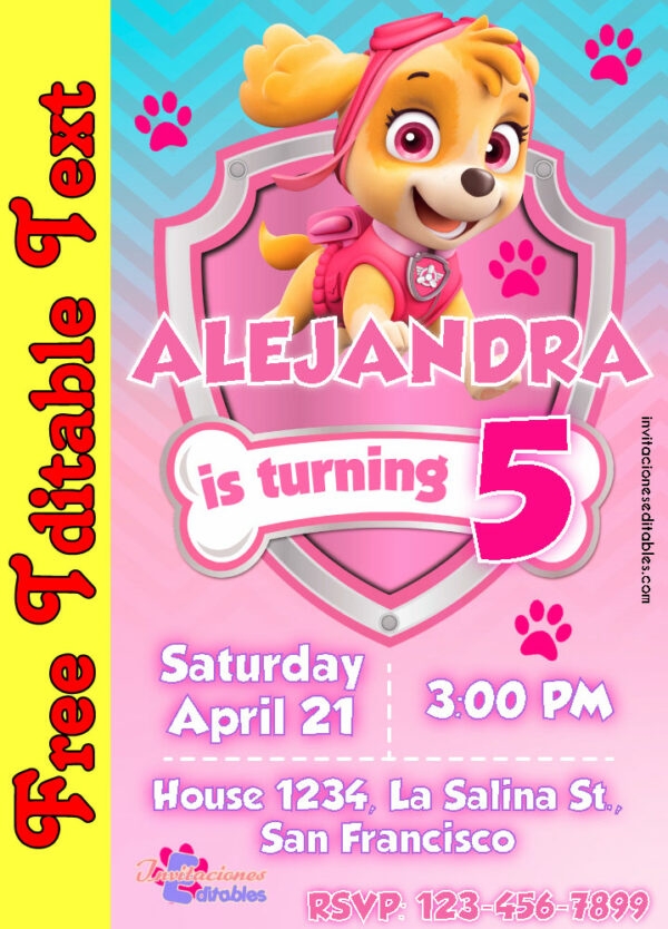 Free Skye Paw Patrol Invitation Template Free Printab Vrogue co