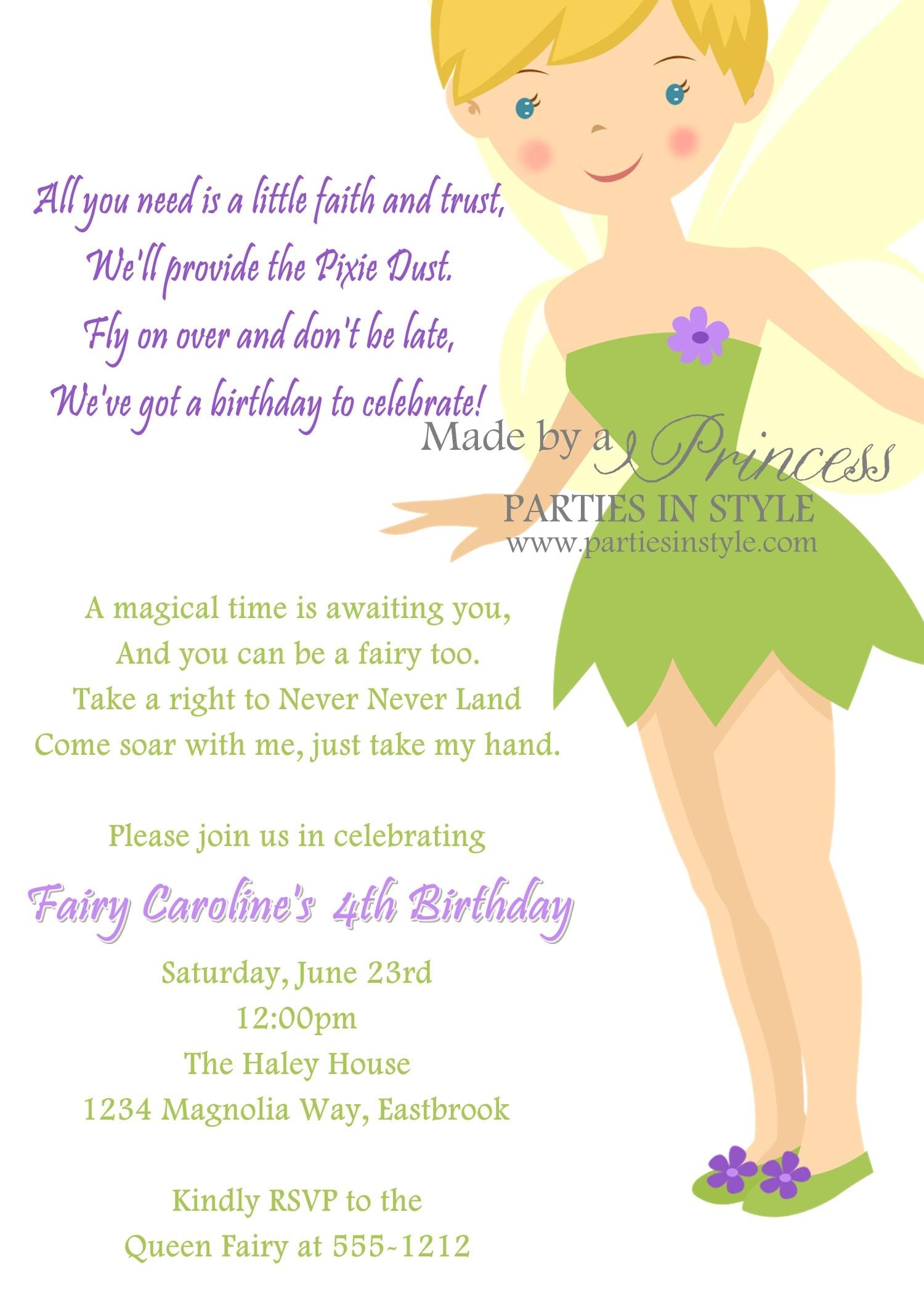 Free Tinkerbell Template Invitation