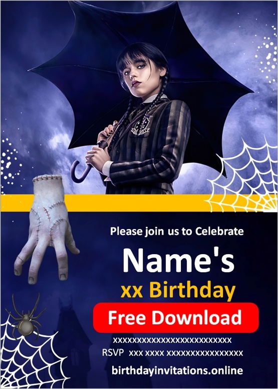  FREE WEDNESDAY Birthday Invitations Template Online