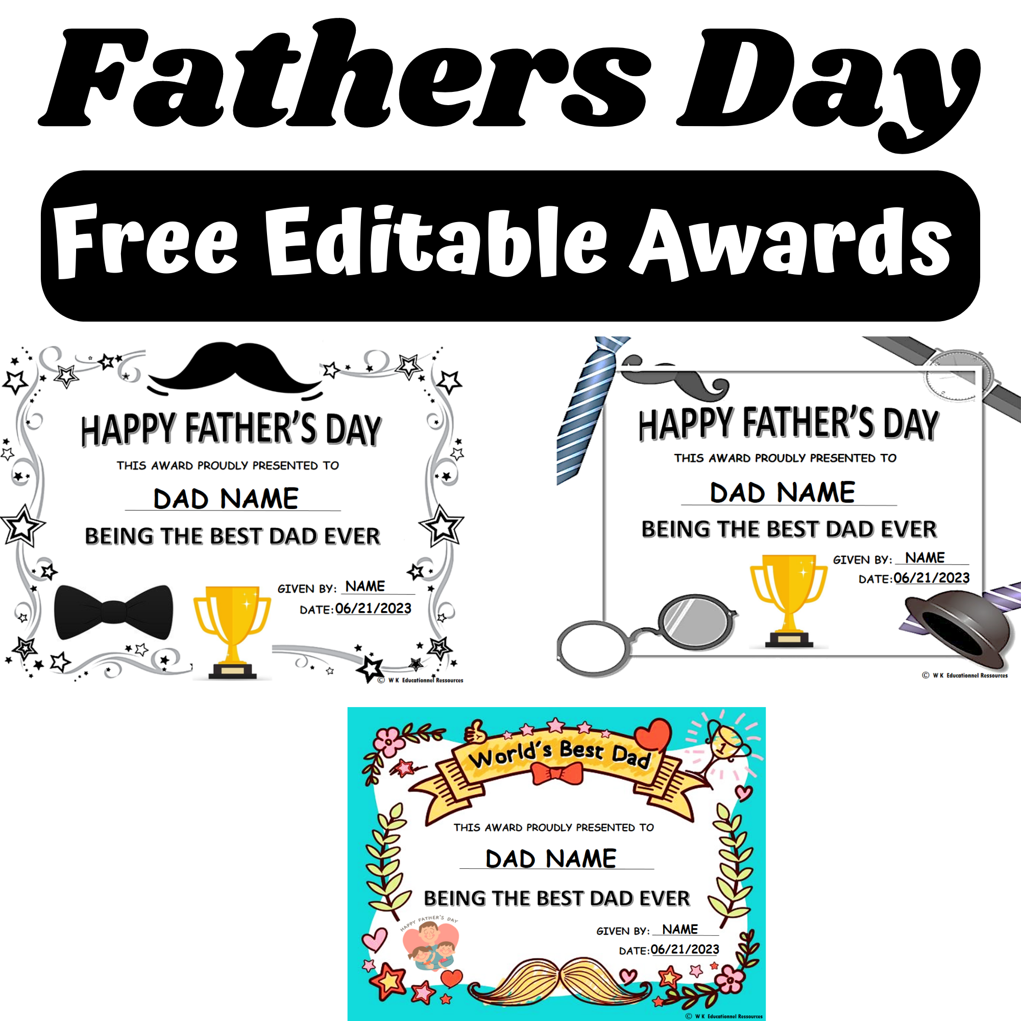 Freebie Father 39 s Day Awards Certificates Editable Made By 54 OFF