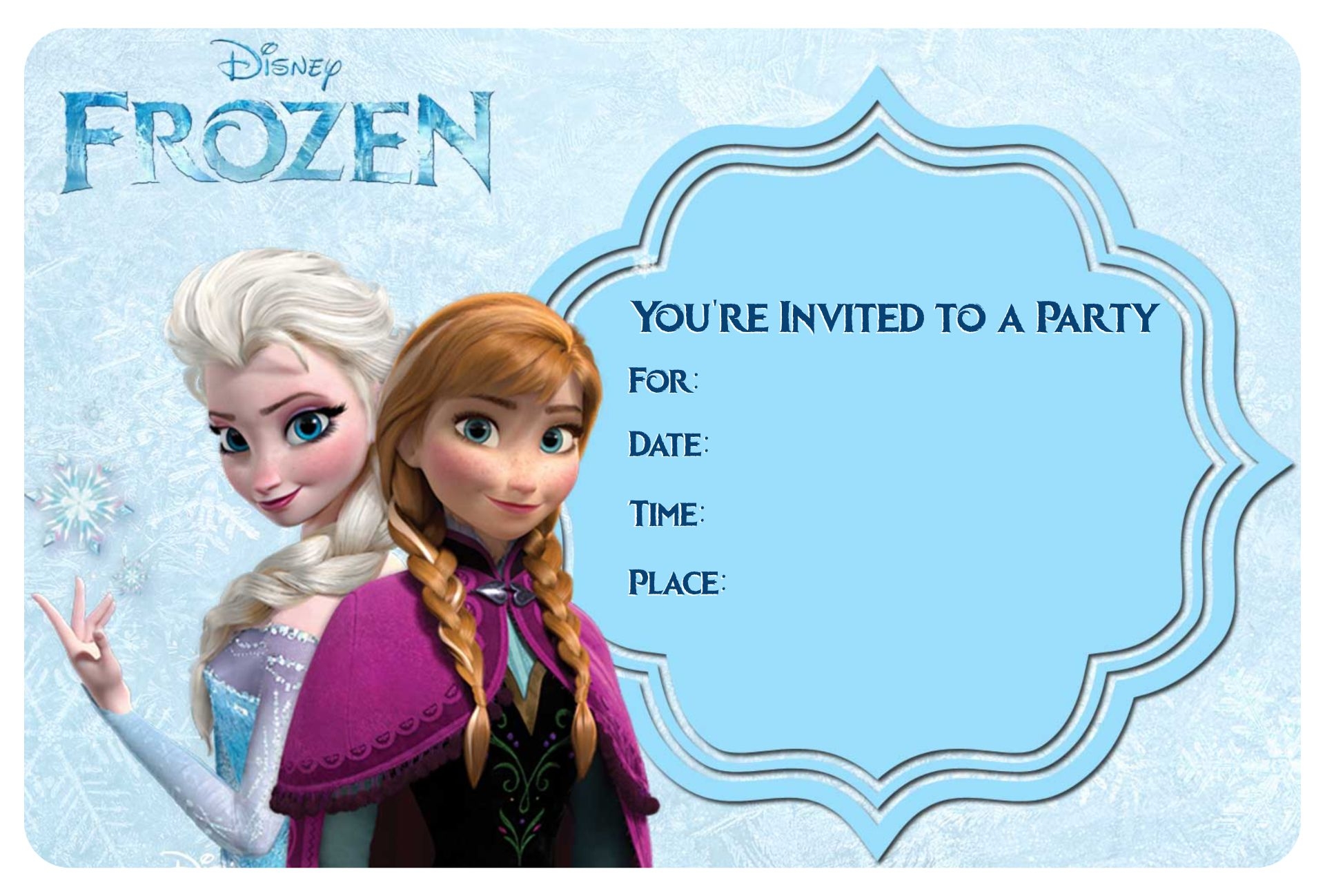 Frozen Birthday Card Printable Printable Calendars AT A GLANCE