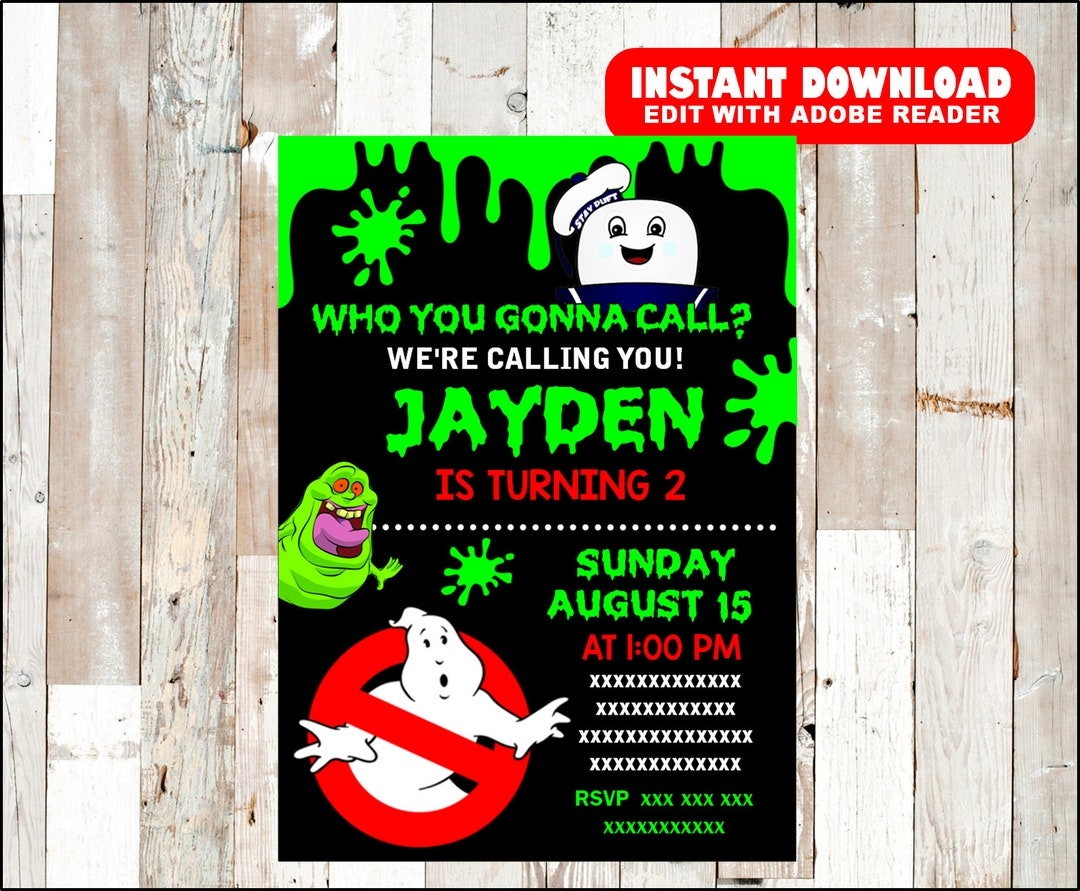 Ghostbusters Party Invitation Ghostbusters Birthday Invitation 