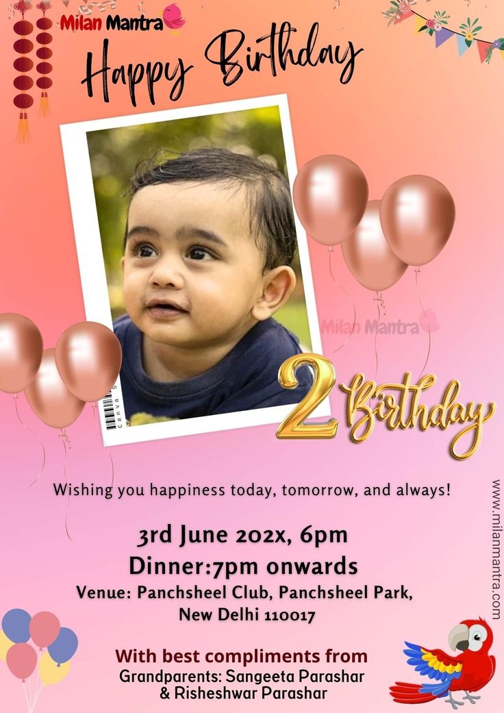 Happy Birthday Invitation Card And Template E Card Milan Mantra