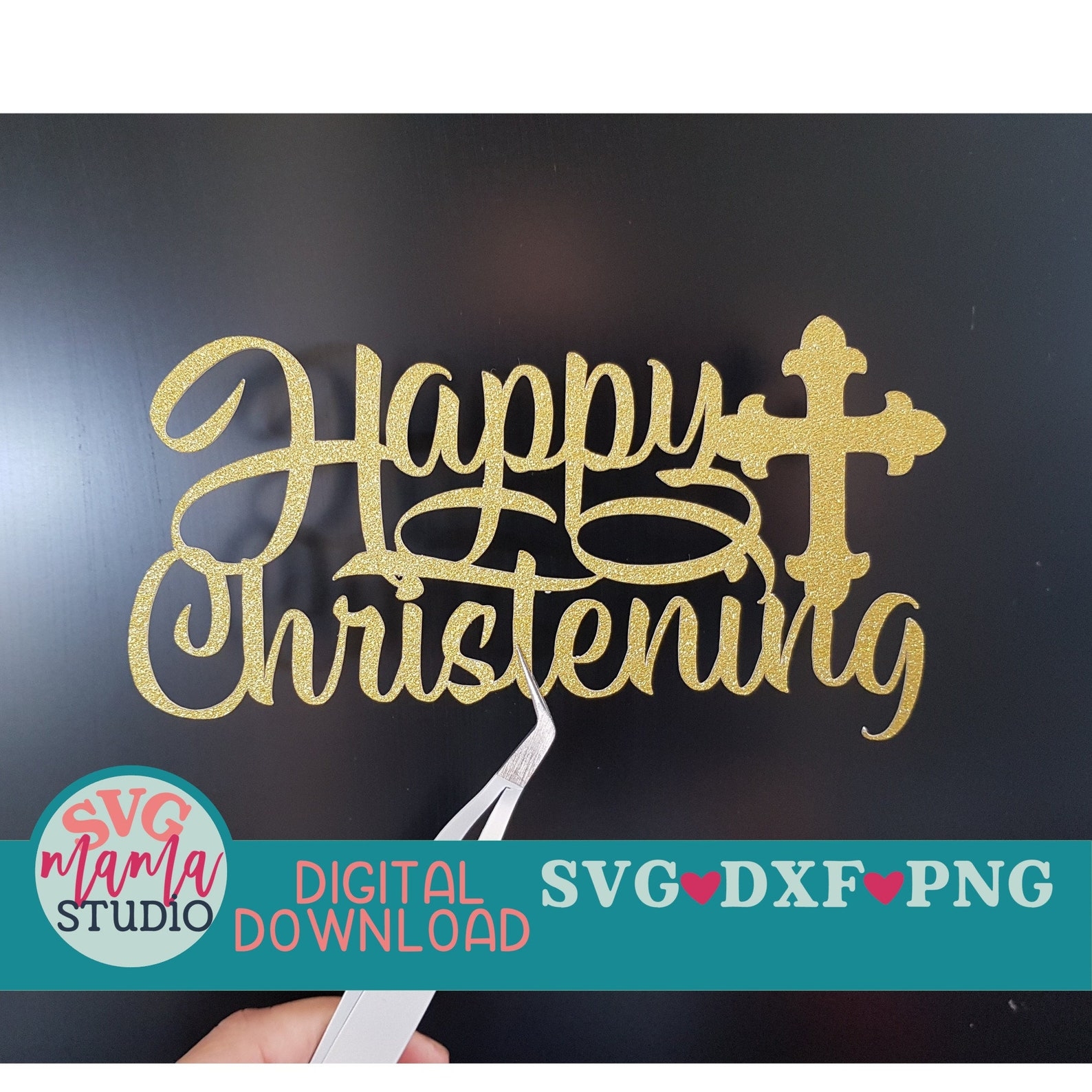 Happy Christening Cake Topper Printable