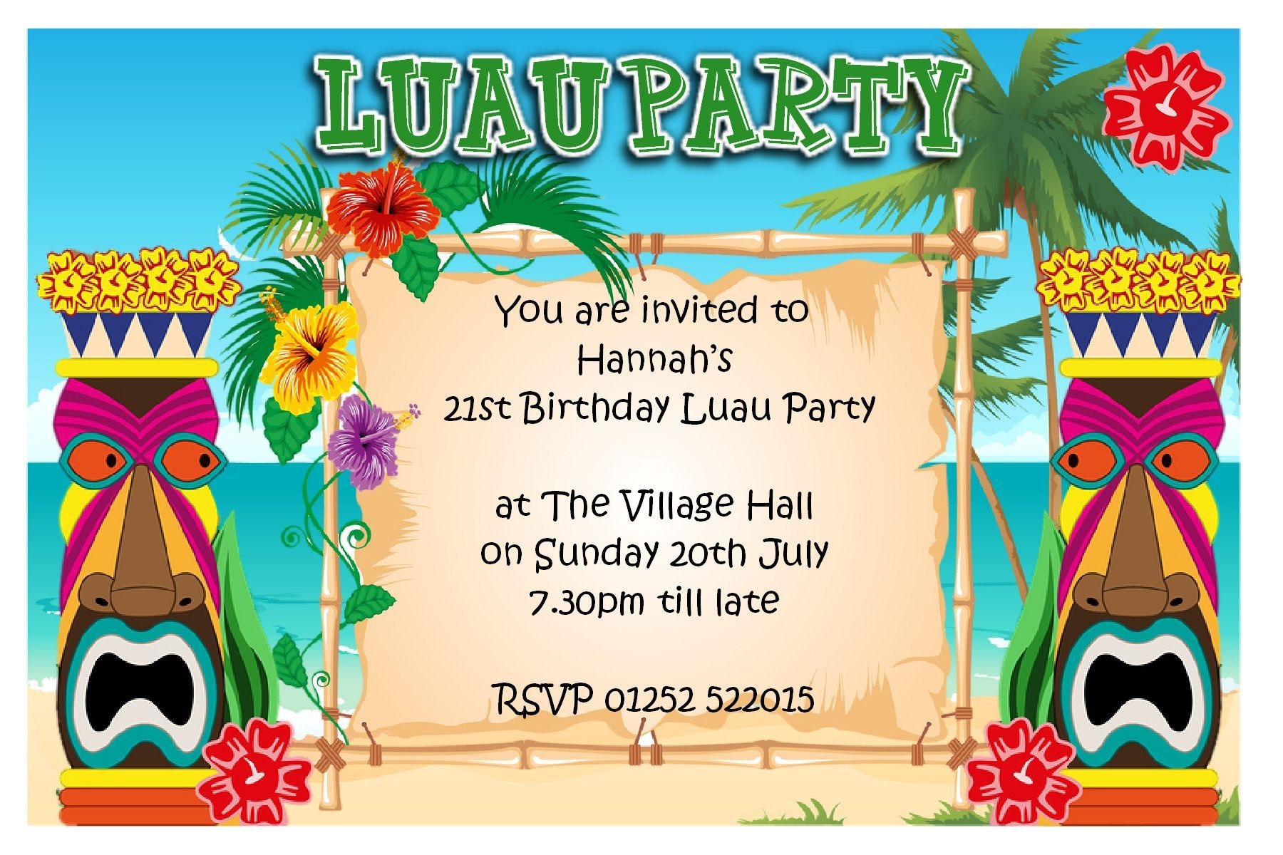 Hawaiian Party Invitation Template Free